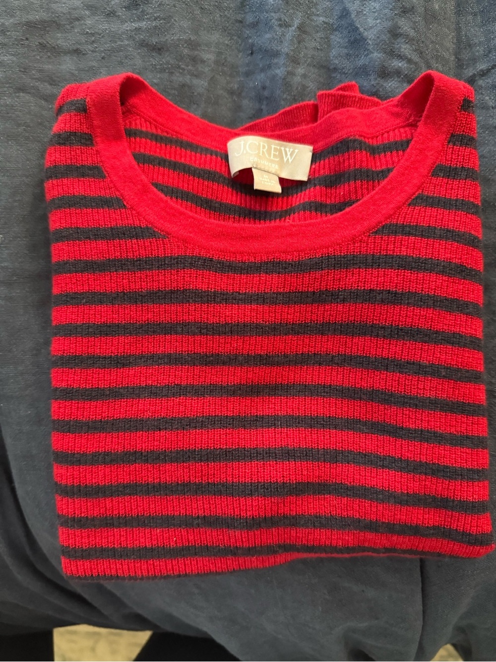 J.Crew Red and navy Striped Sweater
